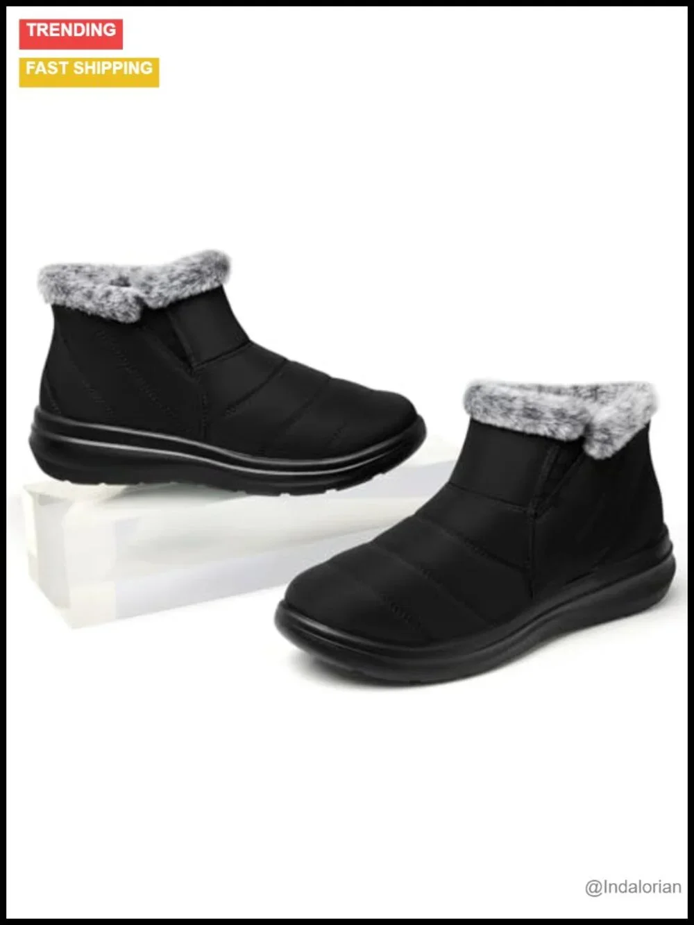 Slip On Ankle Fur Lined Warm Winter Boots Waterproof Insulated Non-Slip
